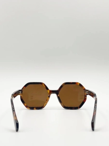 Tortoiseshell oversized Hexagon frame sunglasses