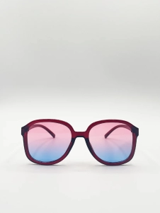 Vintage Style Oversized Sunglasses with Ombre Lenses in Multi