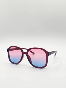 Vintage Style Oversized Sunglasses with Ombre Lenses in Multi