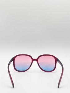 Vintage Style Oversized Sunglasses with Ombre Lenses in Multi