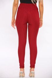 Red Waffle Push UP Sports Leggings