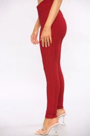 Red Waffle Push UP Sports Leggings