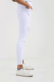 White Ladies High Waisted Ripped Jeans