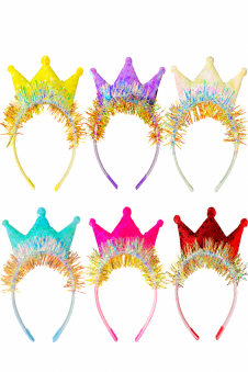 Wickedfun 12pc Assorted Tiara Tinsel Light Up Headband