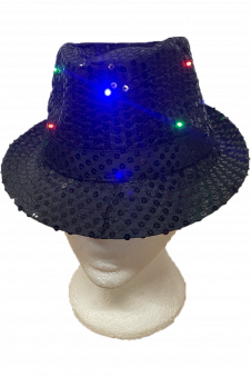 Wickedfun Adult Black LED Light Up Sequin Trilby Hat