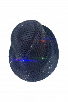 Wickedfun Adult Black LED Light Up Sequin Trilby Hat