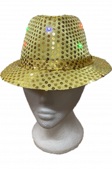 Wickedfun Adult Gold LED Light Up Sequin Trilby Hat