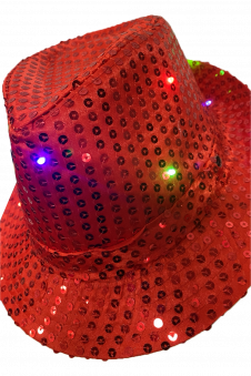 Wickedfun Adult Red LED Light Up Sequin Trilby Hat