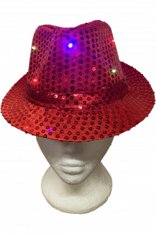 Wickedfun Adult Red LED Light Up Sequin Trilby Hat