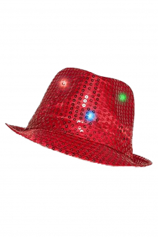 Wickedfun Adult Red LED Light Up Sequin Trilby Hat