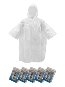 Wickedfun Disposable Vinyl Clear Hooded Rain Poncho