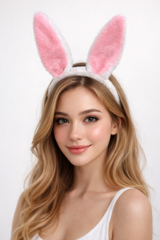 Wickedfun Fluffy Light up Bunny Ears White And Pink