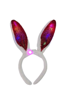 Wickedfun Fluffy Bunny Ears White With Red Glitter 