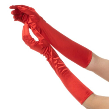 Wickedfun Long Satin Gloves Red 45cm
