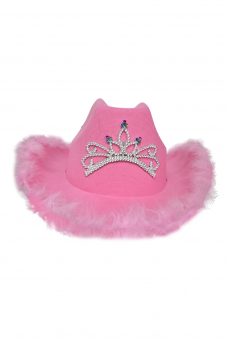 Wickedfun Pink Cowboy Hat with Fluff Trim