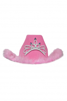 Wickedfun Pink Cowboy Hat with Fluff Trim