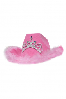 Wickedfun Pink Cowboy Hat with Fluff Trim