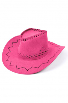 Wickedfun Pink Leather Look Cowboy Hat