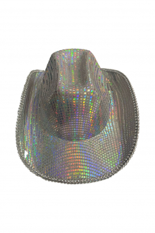 Wickedfun Rainbow Silver Sequin Cowboy Hat