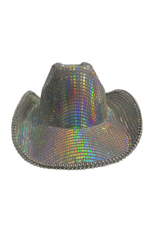 Wickedfun Rainbow Silver Sequin Cowboy Hat