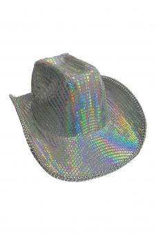 Wickedfun Rainbow Silver Sequin Cowboy Hat