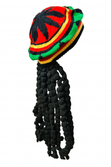 Wickedfun Unisex Rasta Jamaican Hat with Dreadlocks
