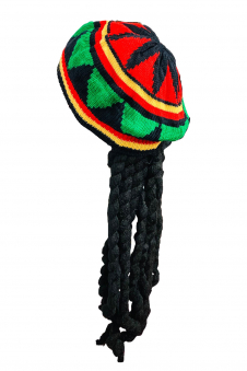 Wickedfun Unisex Rasta Jamaican Hat with Dreadlocks