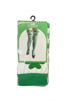 Wickedfun White and Green Stripe Shamrock Stockings