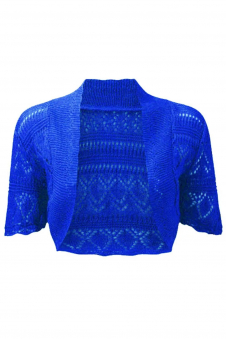 Women Blue Crochet Bolero Shrug With Cape Sleeves Crop Top