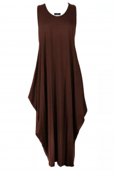 Women Brown Plus Size Parachute Tulip Dress