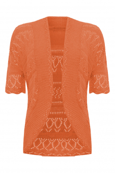 Women Coral Open Front Crochet Bolero Shrug Cardigan