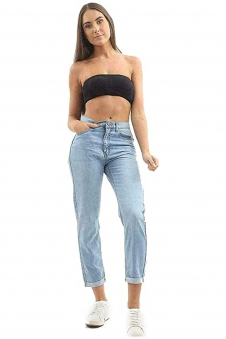 Women Denim Boyfriend Mom Jeans UK Size 8 to 20 Light wash