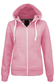 Women's Fleece Zip Hoodie Baby Pink-UK 6-30