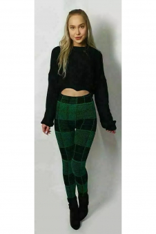 Women Green Tartan Union Jack Legging & Cycling Short