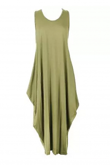 Women Khaki Plus Size Parachute Tulip Dress