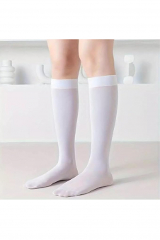 Women White Microfiber Knee High Trouser Socks (PACK OF 3)