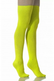 Women Neon Yellow High Over Knee Socks