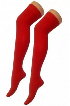 Women Red High Knee Socks
