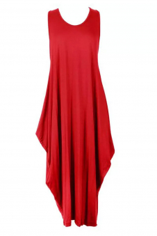 Women Red Plus Size Parachute Tulip Dress
