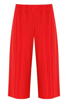 Women Red Plus Size Pleated Elasticated Culottes