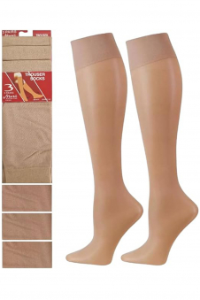 Women Skin Microfiber Knee High Trouser Socks (PACK OF 3)