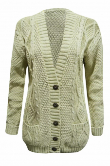 Women Stone Chunky Cable Knit Cardigan