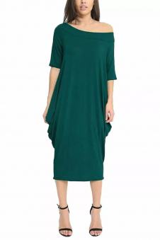 Women Teal Off-Shoulder Oversized Parachute Dress