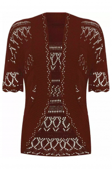 Women Wine Open Front Crochet Bolero Shrug Cardigan