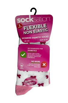 Active Star Womens Diabetic Socks Bow Style (Pack of 3 Pairs)