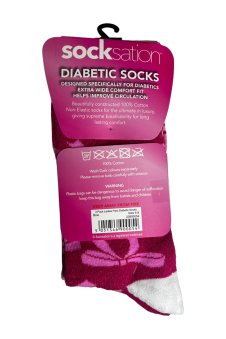 Active Star Womens Diabetic Socks Bow Style (Pack of 3 Pairs)