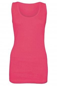 Womens Fuchsia Stretchy Ladies Ribbed Top Cotton Summer Vest Tank