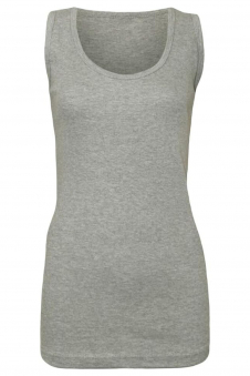Womens Grey Stretchy Ladies Ribbed Top Cotton Summer Vest Tank