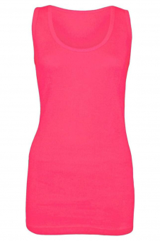 Womens Pink Stretchy Ladies Ribbed Top Cotton Summer Vest Tank