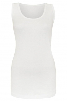 Womens White Stretchy Ladies Ribbed Top Cotton Summer Vest Tank